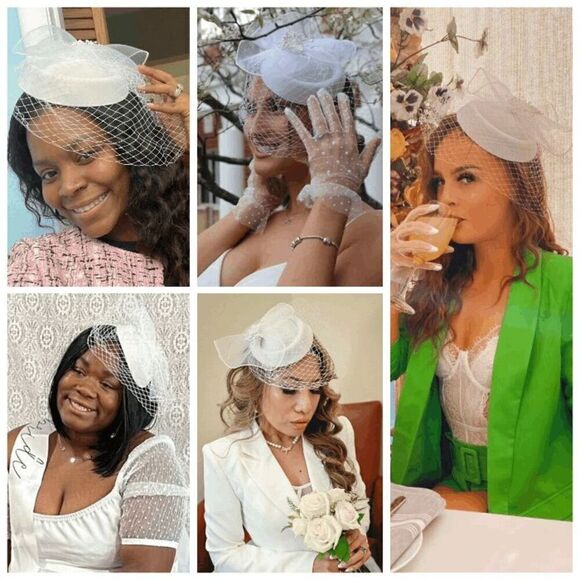 🤍 Pinup Accessory 1950s Retro Vintage Fascinator Bridal White Pillbox Veil Hat - Picture 7 of 10